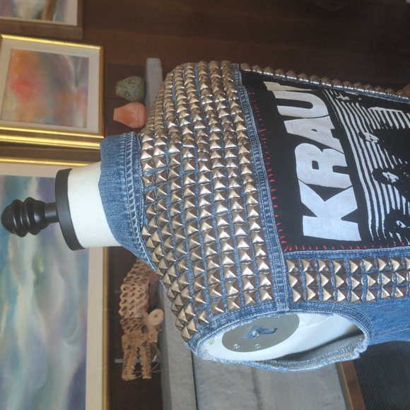 Punk Battle Vest NYHC Studded Handmade Gap Women Medium - Picture 6 of 9